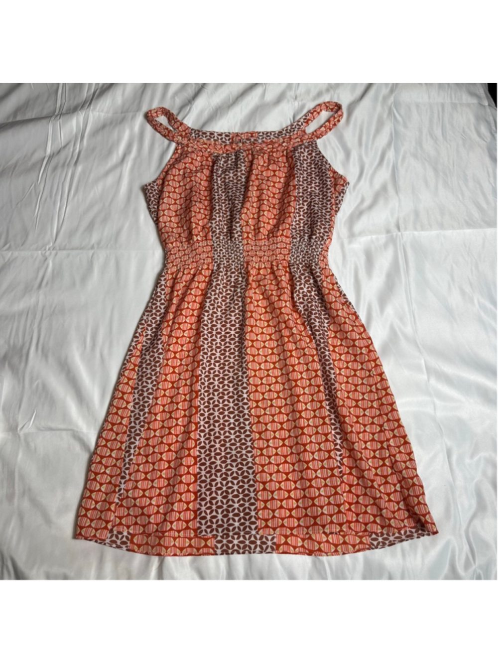 Women's Gap Orange Brown Geometric Sleeveless Dress L